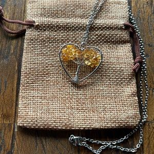 Citrine Necklace Tree Of Life Necklace Citrine Pendant Wire Wrapped Necklace